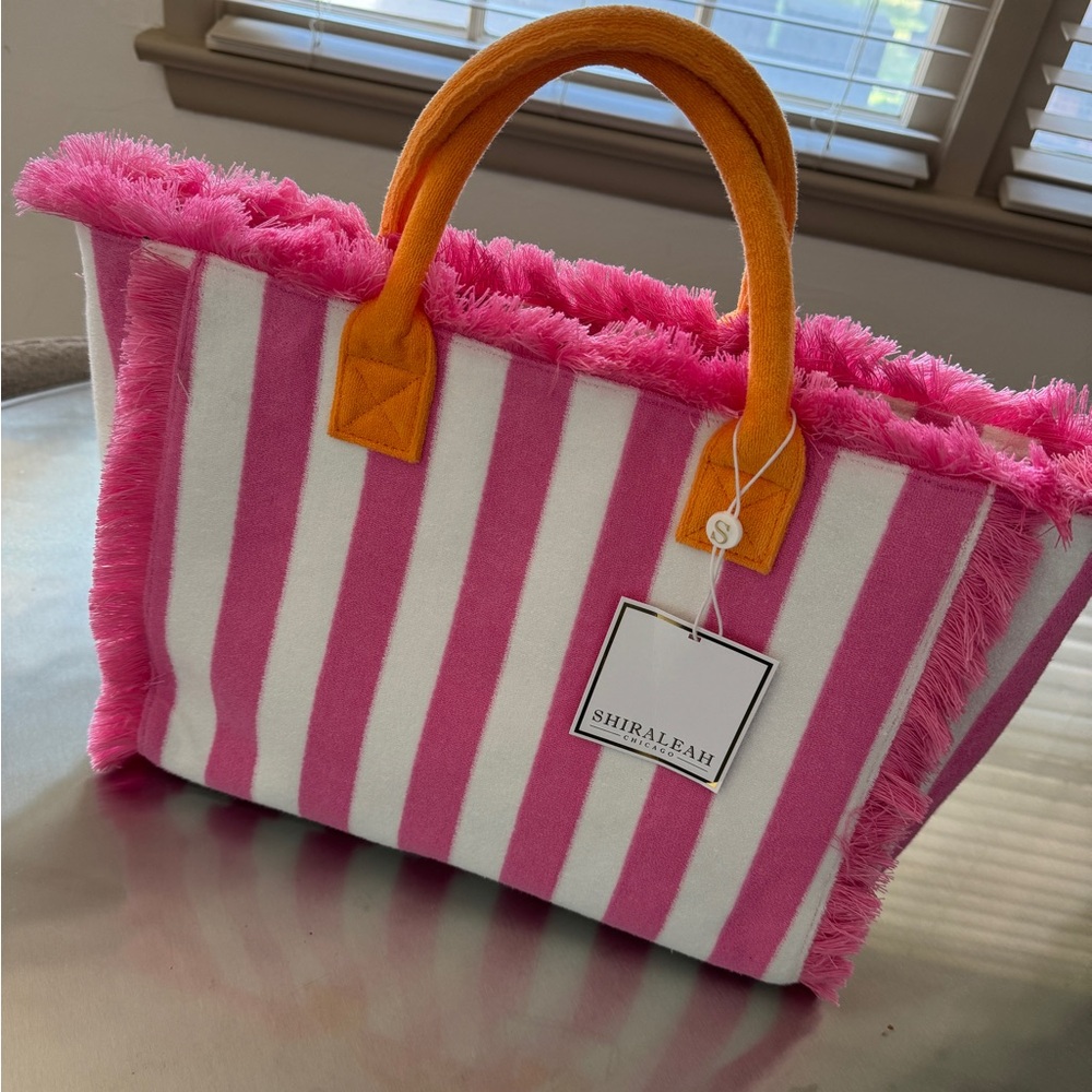 Shiraleah Pink and Orange Striped Tote